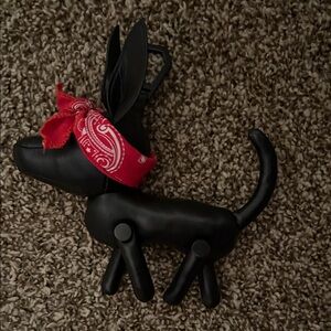 Kendall and Kylie Black Dog-Shaped Bag Charm with Red Bandana